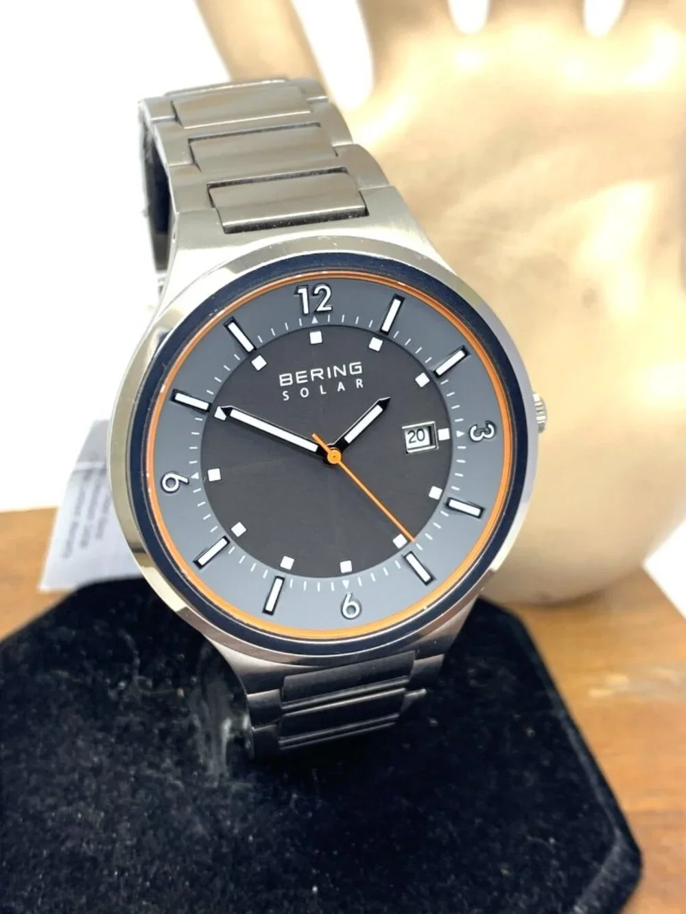 Bering Men's Watch 14442-777 Solar Gray Dial Date Silver Stainless Steel 42mm